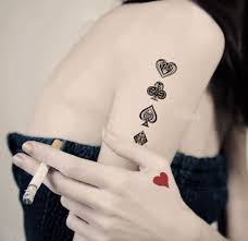 4 Pcs Poker Card Patterns Tattoo Stickers 5 99 Tattoo Dovme Dovme Fikirleri
