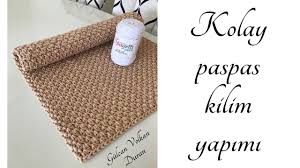 Penye Ipten Tig Isi Orgu Kolay Paspas Kilim Tarifi Model Kazayagi Youtube Paspas Tig Isleri Kilim