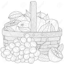Hundreds of free spring coloring pages that will keep children busy for hours. Fruits Basket With Oranges Grape And Lemons Sweets Coloring Book Antistress For Children And Adults Illustration Isolated On White Background Zen Tangle Style Royalty Free Cliparts Vectors And Stock Illustration Image 153952650