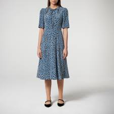 Montana Blue Leopard Print Silk Dress Clothing L K Bennett Silk Print Dress Animal Print Dresses Silk Dress