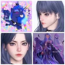 some makeup samples and MC's face 🎀 I think I like this game, if there  were more accessories it would be more beautiful, but it's just a sub  account so I created