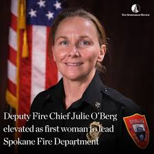 Deputy Fire Chief Julie O'Berg will be the first woman to ever lead the  Spokane Fire Department while the city undergoes a national search for a  permanent replacement to outgoing Fire Chief