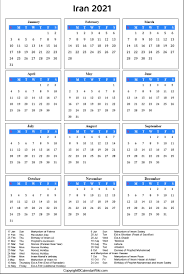 The calendar 2021 is automatically generated and can always be viewed online. Printable Iran Calendar 2021 With Holidays Public Holidays