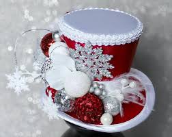 Red Christmas Mini Hat Holiday Party Hat White And Red Mini Top Hat New Year S Eve Mini Hat Snow Mini Top Hat Christmas Decoration Christmas Hat Christmas Crafts Christmas Decorations