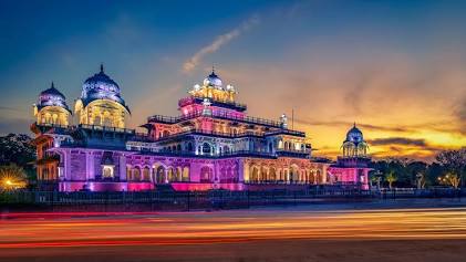 Albert Hall Museum night illumination, AI generated