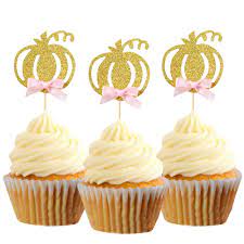 Amazon Com Pumpkin Cupcake Topper Fall Theme Cake Decoration For Pumpkin Themed Baby Shower Party Supplies Pumpkin Food Pick Set Of 24 Grocery Gourmet Food