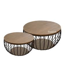 Craftsman coffee table with stacked wood tiles. Round Industrial Coffee Table Posteak Furniture Indonesia