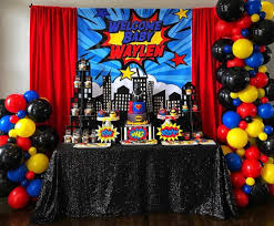 Woo Em On Instagram Superhero Baby Shower Ashleyacquiredevents Inquiries S Superhero Baby Shower Superman Baby Shower Superhero Baby Shower Invitations