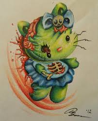 It was originally created for the 30th. Green Zombie Hello Kitty In Blue Dress Tattoo Design Tattooimages Biz