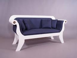 Biedermeier table, sofa and chairs. Biedermeier Sofa 3 Sitzer Weiss Blau Kaufen Bei Mehl Wohnideen