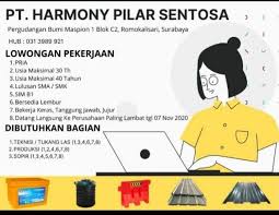 Posted on 25 mei 202124 mei 2021 by andika pratama — leave a comment. Loker Pt Harmony Pilar Lowongan Kerja Di Surabaya Facebook