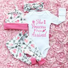 Newborn Infant Toddler Outfit Baby Girls Long Sleeve Rompers Playsuit Bodysuit Leggings Headband Hat 4pcs Clothes Set 6 12 Months