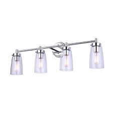 Canarm Rory 30 In 4 Light Chrome Vanity Light With Clear Glass Shade Ivl1016a04ch The Home Depot
