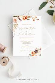 Fall Wedding Invitation Template Boho Floral Wedding Etsy Wedding Invitation Templates Fall Wedding Invitations Wedding Invitations