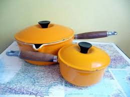 Vintage Le Creuset Tangerine Orange Pot Set Cousances Le Creuset Colors Tangerine Orange