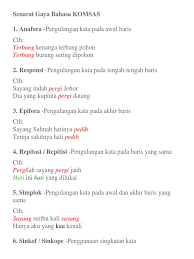 Unsur gaya simile dalam baris yang berikut ialah. Senarai Gaya Bahasa Komsas