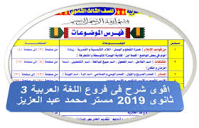 مذكرة الاوائل اقوى شرح فى فروع اللغة العربية بالكامل للصف الثالث الثانوى 2019 مستر محمد عبد العزيز