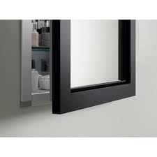Kohler 20 In W X 26 In H Recessed Or Surface Mount Anodized Aluminum Medicine Cabinet With Frame In Black Forest 99891 20 F2 The Home Depot Medicine Cabinet Mirror Recessed Medicine Cabinet