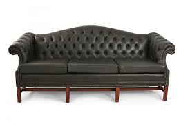 Sofa mahogany half 1800 danish new padding h.1.00 m p. English Victorian Style Camel Back Black Tufted Leather Sofa