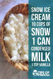 Sweetened condensed milk, gently as to not to deflate the whipped cream. Recipe For Snow Ice Cream With Sweetened Condensed Milk Snow Icecream Recipe Snow Ice Cream Snowcream Recipe