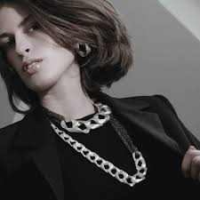 Anastazia IN:STORE Long Collier de Chaine Chunky Knittet Plaqué Argent