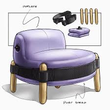Molded Ply Chair With A Puzzle Piece Ottoman Sketched On An Ipad Pro With Procrea Furniture Design Chair Furniture Design Wooden Furniture Design Sketches