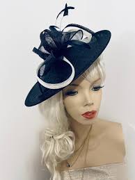 Fascinator Hat Navy Ivory/cream Hatinator
