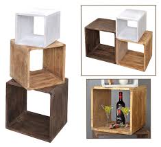 amazon de 3er set lounge cube regal landhaus stil massivholz regale tische beistelltisch nachttisch wurfelregal regal beistelltisch