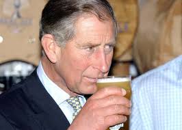 Charles enjoying a right royal pint ...