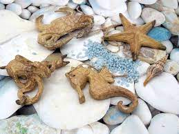 hangedeko meerestiere holz deko maritim meer holzdeko krebs seepferdchen oktopus seestern 4 tlg meerestiere seepferdchen pappteller fisch