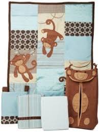 Mod monkey 3 piece crib bedding set. Fun And Colorful Boys Monkey Crib Bedding Decor