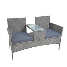 Die polyrattan gartenbank mit tisch ist ein echter hingucker. Polyrattan Gartenbank Bank Rattan Sitzbank 2 Sitzer Gartenmobel Balkonmobel Grau