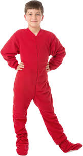 Amazon Com Kids Red Fleece Boys Girls Footed Pajamas Onesie Clothing
