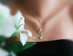 Silver Calla Lily Necklacepearl Lariatpearl Flower Etsy Pearl Lariat Necklace Lily Necklace Lariat Necklace