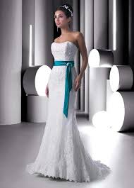 White Wedding Dress With Turquoise Sash Virtual Wedding Dress Colored Wedding Dresses Purple Wedding Dress