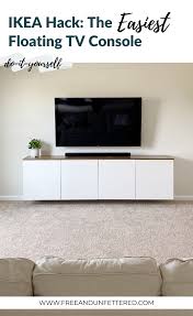 See more ideas about living room tv, home, tv shelf. Ikea Hack The Easiest Floating Tv Console Ikea Tv Console Ikea Tv Wall Unit Ikea Tv