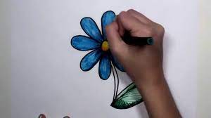 Flower wali clips dikhyaeyellow flowers of wild tansy in the wind. How To Draw Flower Step By Step Blue Daisy Drawing Lesson Mlt Youtube