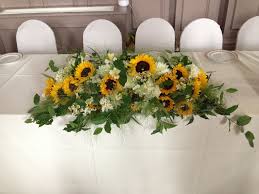 Top Table Sunflowers And Dahlias Sunflower Wedding Centerpieces Sunflower Themed Wedding Sunflower Centerpieces