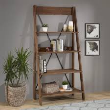 Welwick Designs 68 In Brown Wood 4 Shelf Ladder Bookcase With Open Back In 2020 Ladder Shelf Decor Ladder Bookshelf Ladder Bookcase