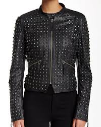 New Women Philip Plein Full Black Tonal Metal Studded Unique Zip Leather Jacket Ebay Zipped Leather Jacket Leather Jacket Black Studded Leather Jacket