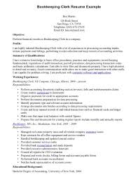 sample resume for bookkeeping clerk