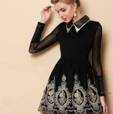 Baroque Royal Gold Embroidery Dress Black Folk Russian Theme French Laces Coctail Dress New Year Party Elegant Chris Fancy Dresses Lil Black Dress Dresses