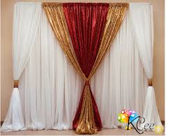 Backdrop Black And Gold Stage Decoration Stunning 1 Panel Backdrop White Flowing Fabric W Sequins Accents Red Gold Wedding Sequin Backdrop Gold Backdrop