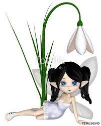 Cute Toon Dark Haired Snowdrop Fairy In A White Snowflake Dress Sitting By A Spring Snowdrop Flower Fantasy Fantasy Illustration Illustration Snowflake Dress