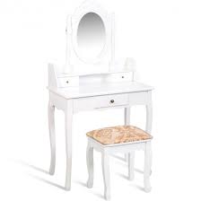 Free shipping on orders of $35+ and save 5% every day with your target redcard. Vanity Table Set With Stool Chair Swivel Mirror Wood Makeup Dressing Tables Removable Top Desk Bedroom Cosmetics Jewelry Display Cushioned Fabric Seat Bench Vanities With 3 Drawers White Costway