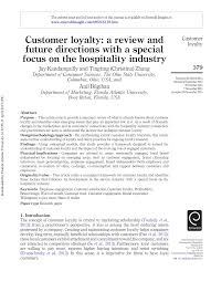 Pdf Customer Loyalty A Review And Future Directions With A Special Focus On The Hospitality Industry