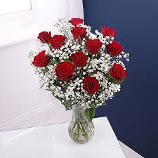 Red and white flowers bouquet. Red Rose White Gypsophila Fresh Flower Bouquet With Personalised Gift Card By Floric Kaleidoscope