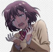 Anime Sadness Tears Sorrow, cry, mammal, black Hair, human png | PNGWing