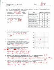 1 3 Linear Regression Worksheet Answer Key Pdf Name Date Advanced Algebra Ii Honors 1 3 Linear Regression 1 Jerome U200bhas Recently Started Taking A Course Hero