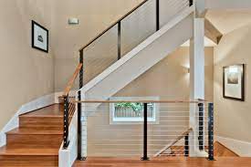 The pure beauty of stainless comes to life in these stainless modular stair systems. Modern Cable Stair Rail Design Diy Stair Railing Staircase Remodel Stair Railing Design